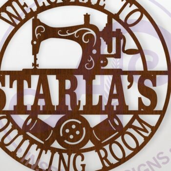 Intra απο ξύλο plywood 3mm-4mm πάχος – Καλώς ήρθατε στο Quilting Room Name Wall Art Δίασταση  40x30 cm INTRAFABR-115714412 - Image 1