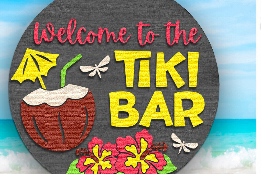 Intra απο ξύλο plywood 3mm-4mm πάχος – Καλωσορίσατε στο Tiki Bar, Summer Door Δίασταση  20x20 cm INTRAFABR-118291410