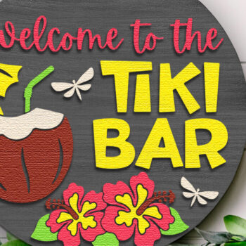 Intra απο ξύλο plywood 3mm-4mm πάχος – Καλωσορίσατε στο Tiki Bar, Summer Door Δίασταση  20x20 cm INTRAFABR-118291410 - Image 2