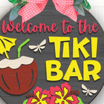 Intra απο ξύλο plywood 3mm-4mm πάχος – Καλωσορίσατε στο Tiki Bar, Summer Door Δίασταση  20x20 cm INTRAFABR-118291410 - Image 3