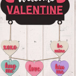 Intra απο ξύλο plywood 3mm-4mm πάχος – Καλώς ορίσατε Valentine Hearts Sign Δίασταση  40x30 cm INTRAFABR-111210507