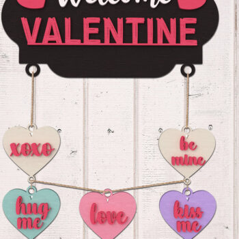 Intra απο ξύλο plywood 3mm-4mm πάχος – Καλώς ορίσατε Valentine Hearts Sign Δίασταση  40x30 cm INTRAFABR-111210507 - Image 1