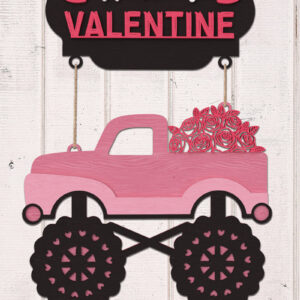 Intra απο ξύλο plywood 3mm-4mm πάχος – Καλωσορίσατε Valentine Monster Truck Δίασταση  20x20 cm INTRAFABR-111210314