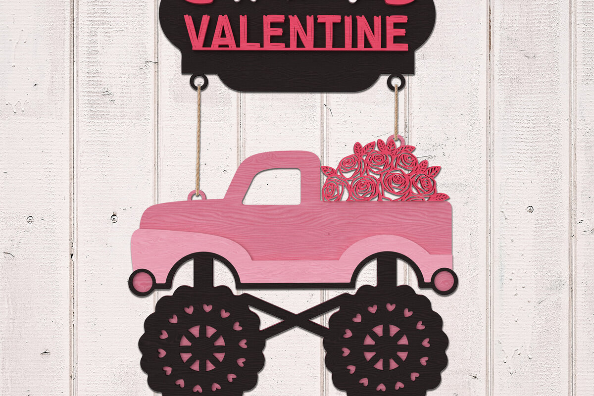 Intra απο ξύλο plywood 3mm-4mm πάχος – Καλωσορίσατε Valentine Monster Truck Δίασταση  20x20 cm INTRAFABR-111210314