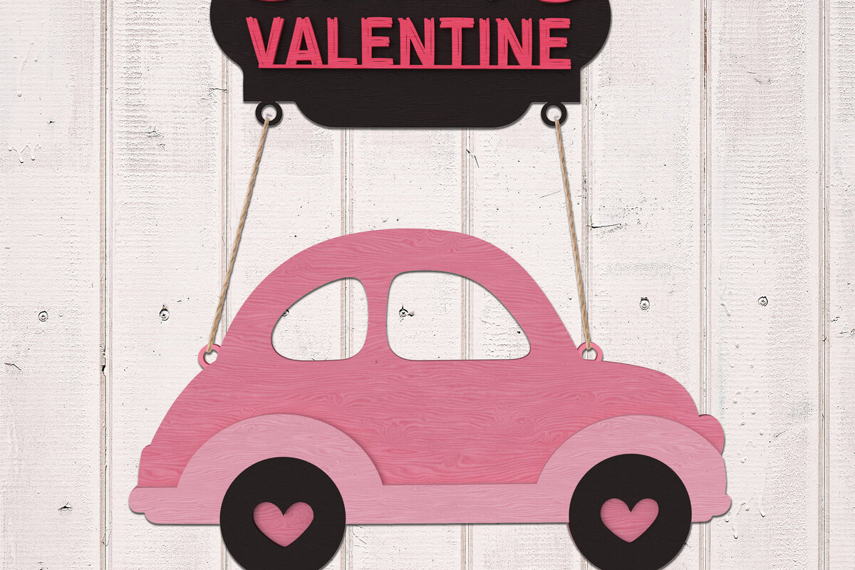 Intra απο ξύλο plywood 3mm-4mm πάχος – Καλωσόρισμα Αγίου Βαλεντίνου με Car Δίασταση  20x20 cm INTRAFABR-111210227