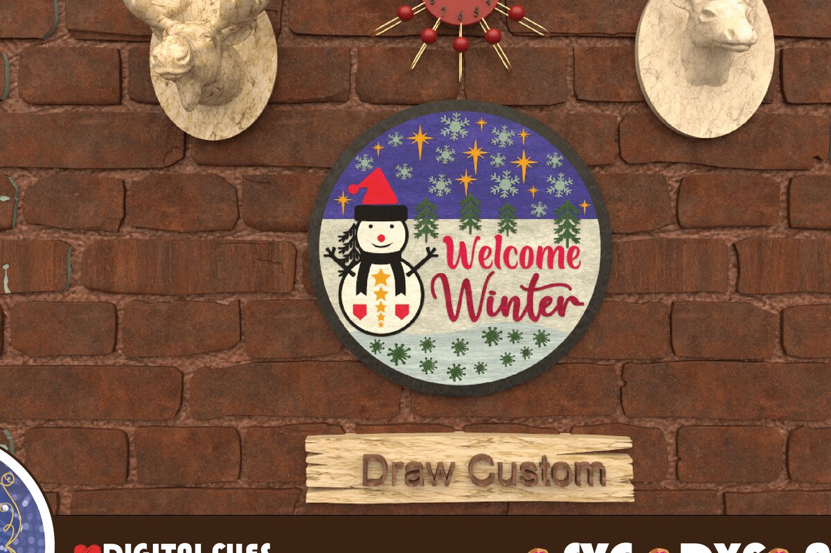 Intra απο ξύλο plywood 3mm-4mm πάχος – Καλώς ορίσατε Winter Round, All Files Δίασταση  20x20 cm INTRAFABR-40590785