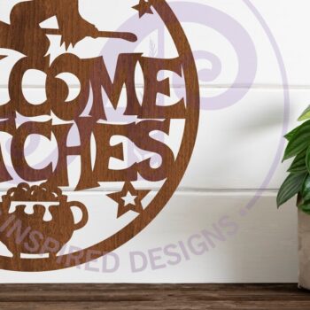 Intra απο ξύλο plywood 3mm-4mm πάχος – Welcome Witches Halloween Sign Laser Δίασταση  40x30 cm INTRAFABR-100651167 - Image 1