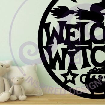 Intra απο ξύλο plywood 3mm-4mm πάχος – Welcome Witches Halloween Sign Laser Δίασταση  40x30 cm INTRAFABR-100651167 - Image 2