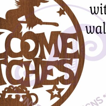 Intra απο ξύλο plywood 3mm-4mm πάχος – Welcome Witches Halloween Sign Laser Δίασταση  40x30 cm INTRAFABR-100651167 - Image 3