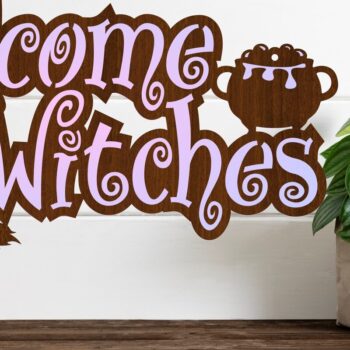 Intra απο ξύλο plywood 3mm-4mm πάχος – Welcome Witches Halloween Sign Laser Δίασταση  40x30 cm INTRAFABR-73486857 - Image 1