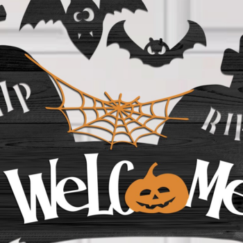 Intra απο ξύλο plywood 3mm-4mm πάχος – Wellcome Halloween Door Hanger. Δίασταση  20x20 cm INTRAFABR-76521235 - Image 1