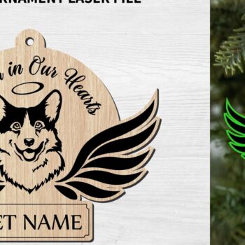 Intra απο ξύλο plywood 3mm-4mm πάχος – Στολίδι αναμνηστικού σκύλου ουαλικού Corgi Δίασταση  20x20 cm INTRAFABR-77905717 - Image 1