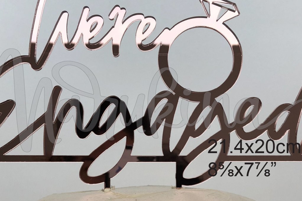 Intra απο ξύλο plywood 3mm-4mm πάχος – Είμαστε αρραβωνιασμένοι Cake Topper Δίασταση  20x20 cm INTRAFABR-33993187