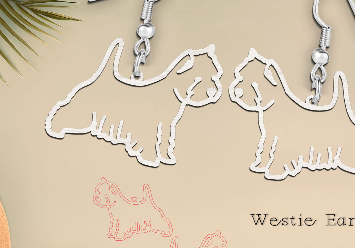 Intra απο ξύλο plywood 3mm-4mm πάχος – West Highland Terrier Dog Earrings Laser Δίασταση  5x5 cm INTRAFABR-118954116