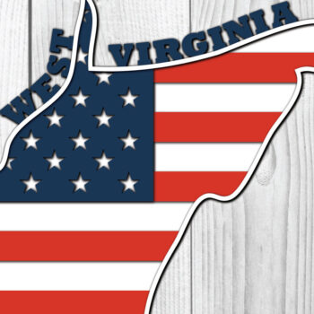 Intra απο ξύλο plywood 3mm-4mm πάχος – Δυτική Βιρτζίνια ΗΠΑ τρισδιάστατη σημαία Δίασταση  20x20 cm INTRAFABR-65274906 - Image 1