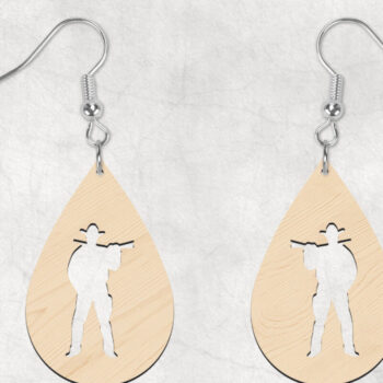 Intra απο ξύλο plywood 3mm-4mm πάχος – Western Cowboy Boho Σκουλαρίκια Δίασταση  5x5 cm INTRAFABR-28859076 - Image 2