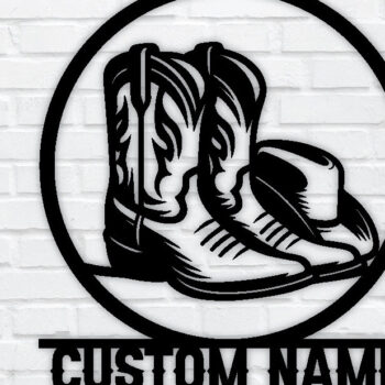 Intra απο ξύλο plywood 3mm-4mm πάχος – Western Cowboy & Cowgirl Boots Metal Art Δίασταση  20x20 cm INTRAFABR-97684280 - Image 1