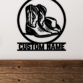 Intra απο ξύλο plywood 3mm-4mm πάχος – Western Cowboy & Cowgirl Boots Metal Art Δίασταση  20x20 cm INTRAFABR-97684280 - Image 2