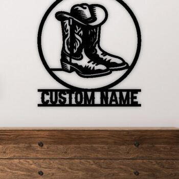 Intra απο ξύλο plywood 3mm-4mm πάχος – Western Cowboy & Cowgirl Boots Metal Art Δίασταση 20x20 cm INTRAFABR-97684357 - Image 2