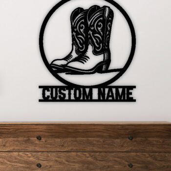 Intra απο ξύλο plywood 3mm-4mm πάχος – Western Cowboy & Cowgirl Boots Metal Art Δίασταση  20x20 cm INTRAFABR-97684046 - Image 2