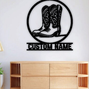 Intra απο ξύλο plywood 3mm-4mm πάχος – Western Cowboy & Cowgirl Boots Metal Art Δίασταση  20x20 cm INTRAFABR-97684046 - Image 3