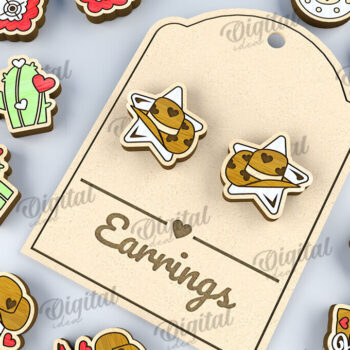 Intra απο ξύλο plywood 3mm-4mm πάχος – Δέσμη κοπής με λέιζερ σκουλαρίκια Western Δίασταση  5x5 cm INTRAFABR-112513174 - Image 1