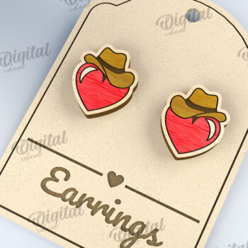 Intra απο ξύλο plywood 3mm-4mm πάχος – Δέσμη κοπής με λέιζερ σκουλαρίκια Western Δίασταση  5x5 cm INTRAFABR-112513174 - Image 5