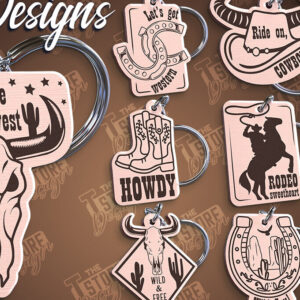 Intra απο ξύλο plywood 3mm-4mm πάχος – Πακέτο σχεδίασης κοπής με λέιζερ Western Keychain Δίασταση  5x5 cm INTRAFABR-100061267