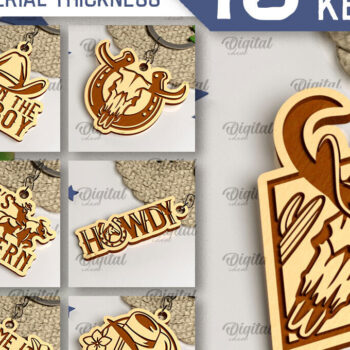 Intra απο ξύλο plywood 3mm-4mm πάχος – Δέσμη κοπής με λέιζερ Western Keychains Δίασταση  5x5 cm INTRAFABR-99389628 - Image 1