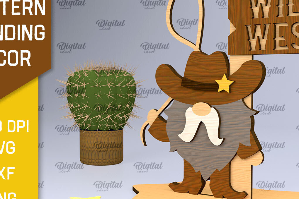 Intra απο ξύλο plywood 3mm-4mm πάχος – Western Standing Decor Δίασταση  20x20 cm INTRAFABR-97800294