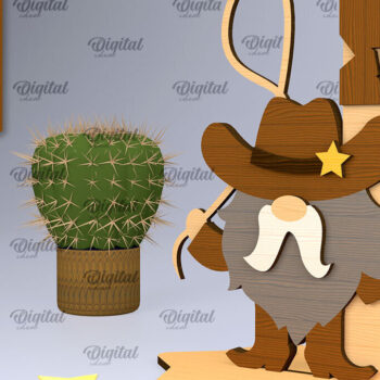 Intra απο ξύλο plywood 3mm-4mm πάχος – Δέσμη κοπής με λέιζερ Western Standing Decor Δίασταση  20x20 cm INTRAFABR-97966081 - Image 9
