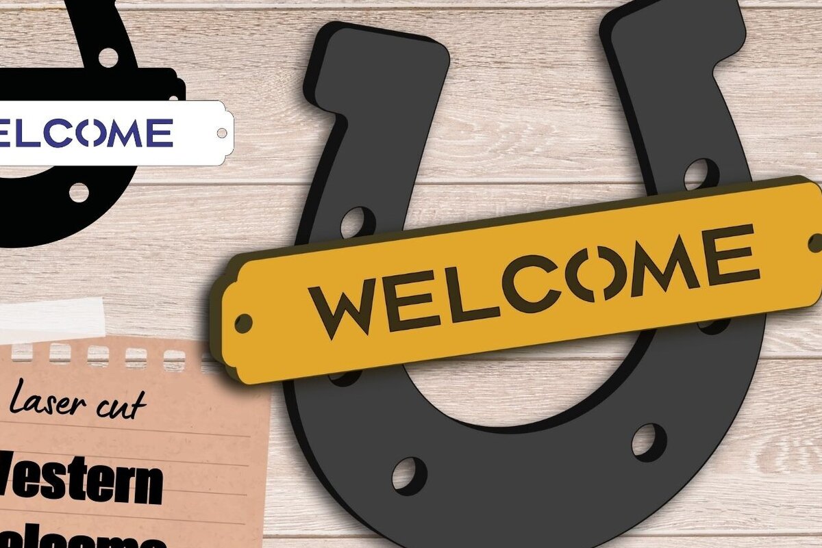 Intra απο ξύλο plywood 3mm-4mm πάχος – Western σημάδι καλωσορίσματος, Cowboy Δίασταση  20x20 cm INTRAFABR-94400028