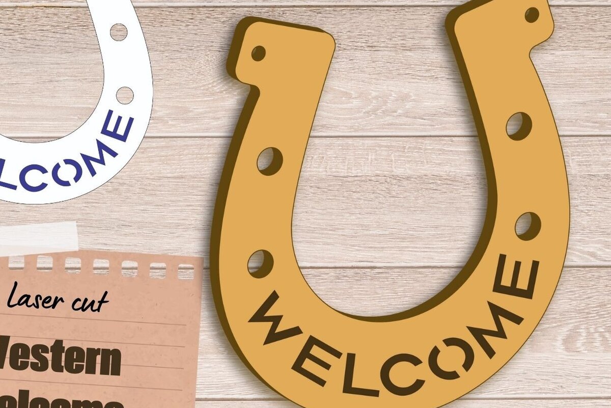 Intra απο ξύλο plywood 3mm-4mm πάχος – Western σημάδι καλωσορίσματος, Cowboy Δίασταση  20x20 cm INTRAFABR-94717934