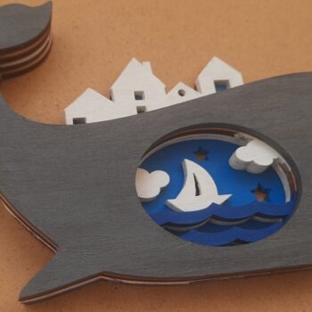 Intra απο ξύλο plywood 3mm-4mm πάχος – Φάλαινα 3D Layered Decor, Marine Δίασταση 20x20 cm INTRAFABR-63888093 - Image 4