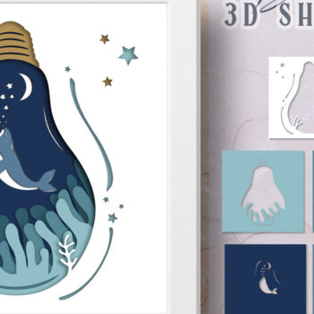 Intra απο ξύλο plywood 3mm-4mm πάχος – Whale 3D Shadow Box - Χαρτόκοπο με στρώσεις Δίασταση  20x20 cm INTRAFABR-21678649 - Image 1