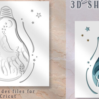 Intra απο ξύλο plywood 3mm-4mm πάχος – Whale 3D Shadow Box - Χαρτόκοπο με στρώσεις Δίασταση  20x20 cm INTRAFABR-21678649 - Image 3