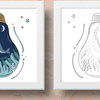 Intra απο ξύλο plywood 3mm-4mm πάχος – Whale 3D Shadow Box - Χαρτόκοπο με στρώσεις Δίασταση  20x20 cm INTRAFABR-21678649 - Image 4