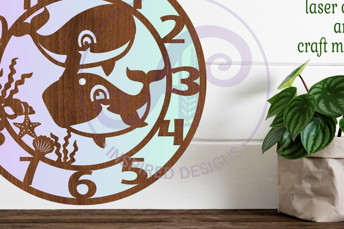 Intra απο ξύλο plywood 3mm-4mm πάχος – Αρχεία κοπής με λέιζερ ρολογιού τοίχου ζώων φάλαινας Δίασταση  40x30 cm INTRAFABR-81776267