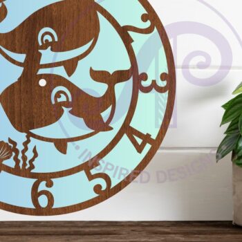 Intra απο ξύλο plywood 3mm-4mm πάχος – Αρχεία κοπής με λέιζερ ρολογιού τοίχου ζώων φάλαινας Δίασταση  40x30 cm INTRAFABR-81776267 - Image 2