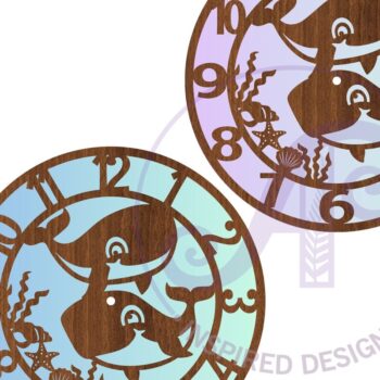 Intra απο ξύλο plywood 3mm-4mm πάχος – Αρχεία κοπής με λέιζερ ρολογιού τοίχου ζώων φάλαινας Δίασταση  40x30 cm INTRAFABR-81776267 - Image 3