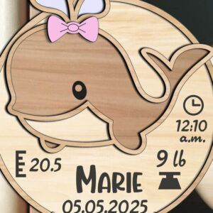 Intra απο ξύλο plywood 3mm-4mm πάχος – Ανακοίνωση μωρού φάλαινας Στρογγυλή πινακίδα Δίασταση  20x20 cm INTRAFABR-115554920