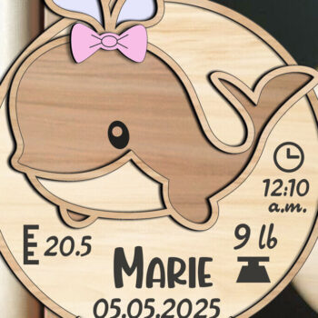 Intra απο ξύλο plywood 3mm-4mm πάχος – Ανακοίνωση μωρού φάλαινας Στρογγυλή πινακίδα Δίασταση  20x20 cm INTRAFABR-115554920 - Image 1