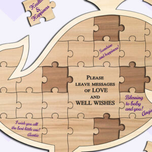 Intra απο ξύλο plywood 3mm-4mm πάχος – Βιβλίο επισκεπτών Whale Baby Shower Puzzle Δίασταση 20x20 cm INTRAFABR-103440436