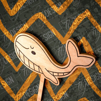 Intra απο ξύλο plywood 3mm-4mm πάχος – Whale Cake Topper  Cut Laser Δίασταση  20x20 cm INTRAFABR-81267476 - Image 1