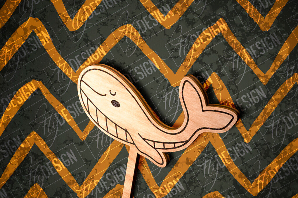 Intra απο ξύλο plywood 3mm-4mm πάχος – Whale Cake Topper  Cut Laser Δίασταση  20x20 cm INTRAFABR-81267476