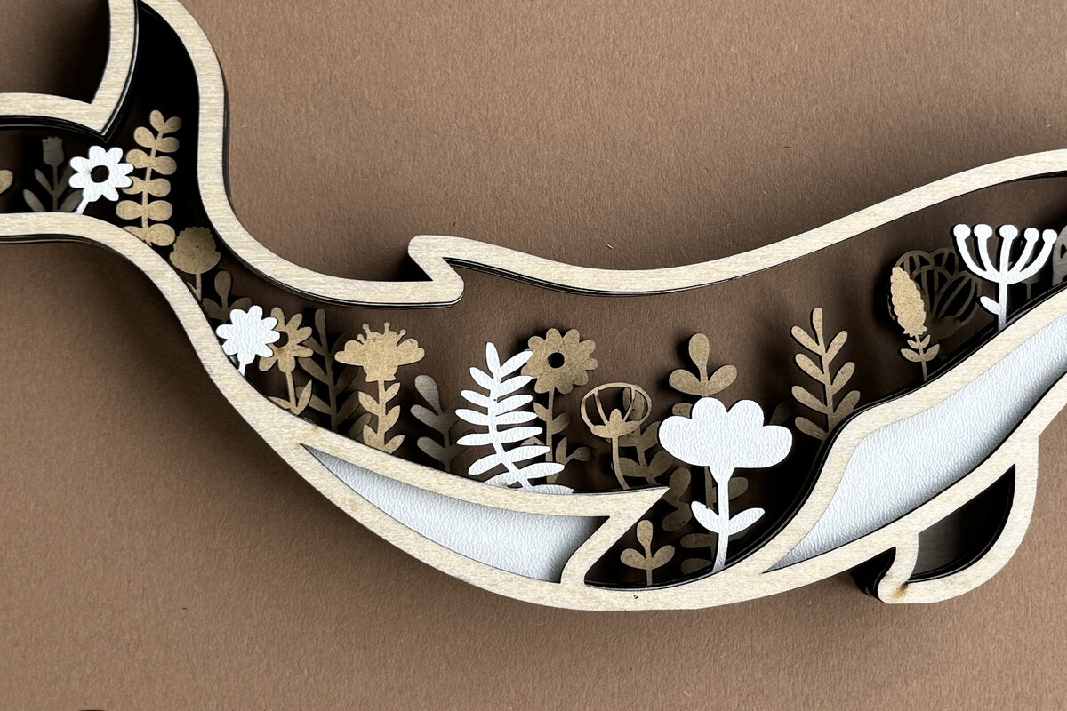 Intra απο ξύλο plywood 3mm-4mm πάχος – Floral διακοσμημένο πρότυπο φαλαινών Δίασταση  20x20 cm INTRAFABR-104846491