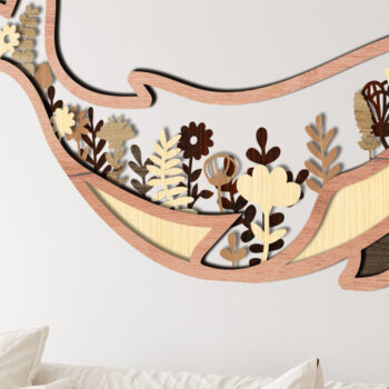 Intra απο ξύλο plywood 3mm-4mm πάχος – Floral διακοσμημένο πρότυπο φαλαινών Δίασταση  20x20 cm INTRAFABR-104846491 - Image 2