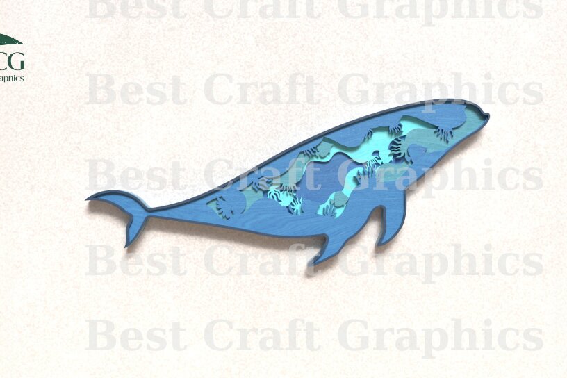 Intra απο ξύλο plywood 3mm-4mm πάχος – Αρχεία κοπής με λέιζερ φάλαινας - τέχνη 5 επιπέδων Δίασταση  20x20 cm INTRAFABR-119672583