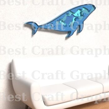 Intra απο ξύλο plywood 3mm-4mm πάχος – Αρχεία κοπής με λέιζερ φάλαινας - τέχνη 5 επιπέδων Δίασταση  20x20 cm INTRAFABR-119672583 - Image 3