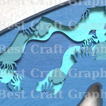 Intra απο ξύλο plywood 3mm-4mm πάχος – Αρχεία κοπής με λέιζερ φάλαινας - τέχνη 5 επιπέδων Δίασταση  20x20 cm INTRAFABR-119672583 - Image 5